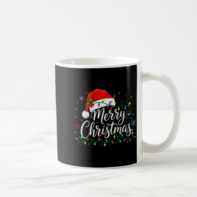 Funny Merry Christmas Cute Santa Hat Xmas Matching Kaffeetasse (Rechts)