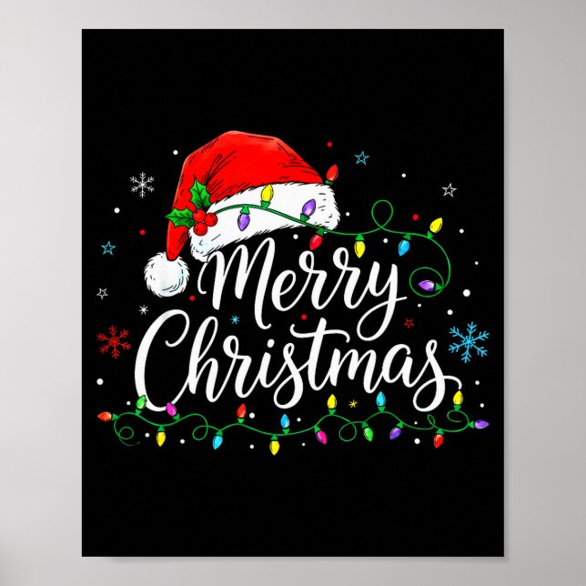 Funny Merry Christmas Cute Santa Hat Xmas Matching Poster (Vorne)