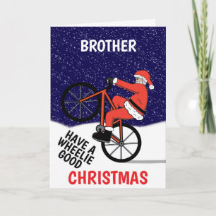 Funny Merry Christmas Cycling Santa Karte