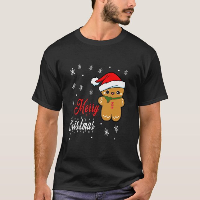 Funny Merry Christmas Gingerbread Man Costume Men  T-Shirt (Vorderseite)