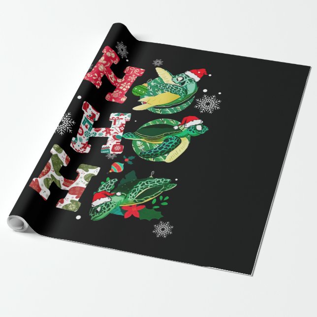 Funny Merry Christmas HO HO HO HO Turtle Santa Geschenkpapier (Ungerollt)