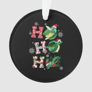 Funny Merry Christmas HO HO HO HO Turtle Santa Ornament