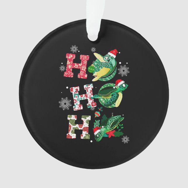 Funny Merry Christmas HO HO HO HO Turtle Santa Ornament (Vorderseite)