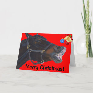 Funny Merry Christmas Horse Card Feiertagskarte