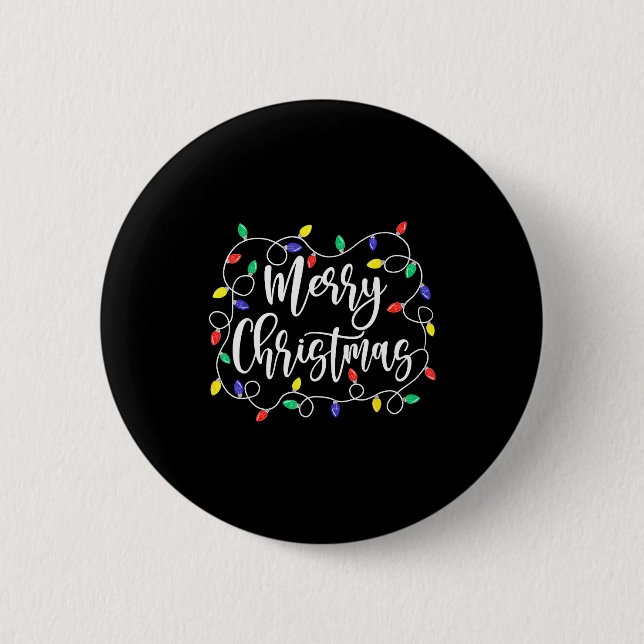 Funny Merry Christmas Lights Xmas Family Men Women Button (Vorderseite)