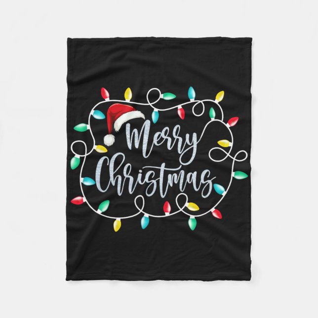 Funny Merry Christmas Lights Xmas Family Men Women Fleecedecke (Vorderseite)