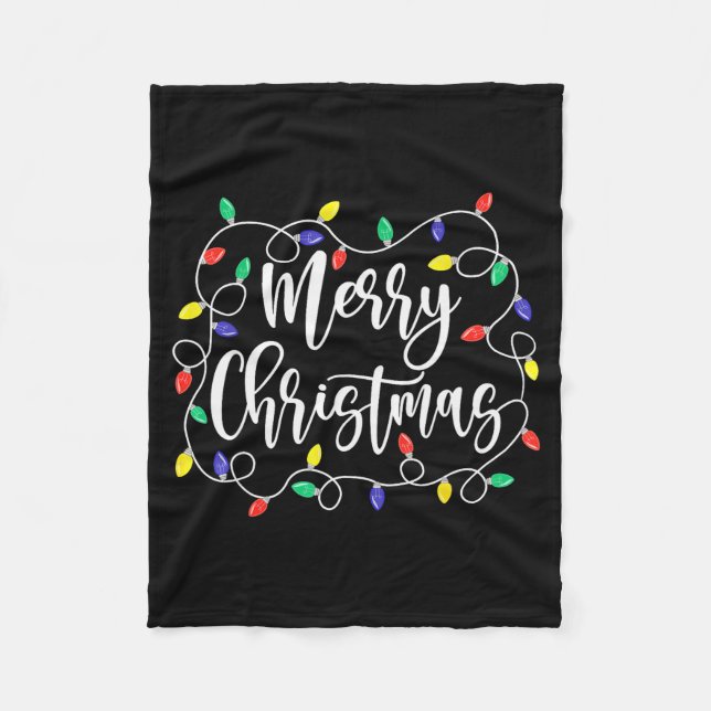 Funny Merry Christmas Lights Xmas Family Men Women Fleecedecke (Vorderseite)