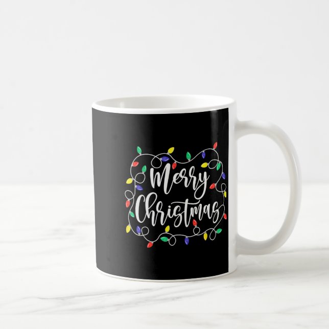 Funny Merry Christmas Lights Xmas Family Men Women Kaffeetasse (Rechts)