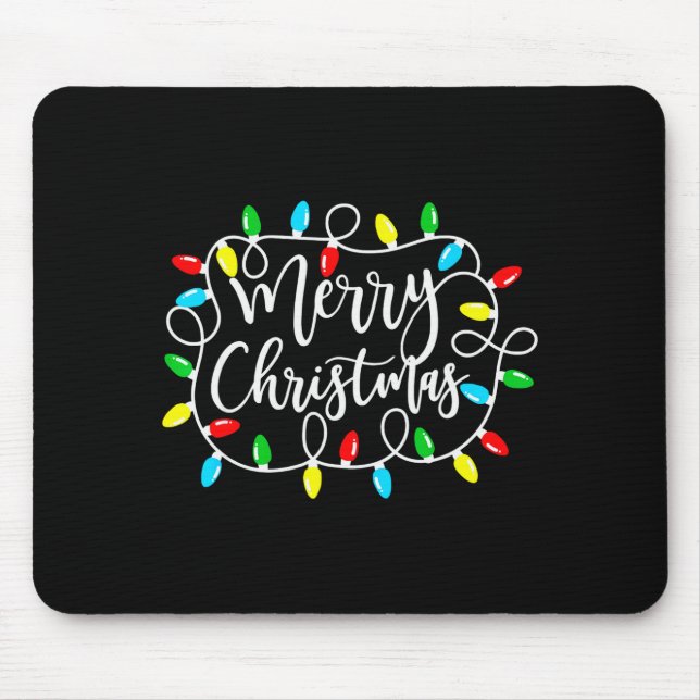 Funny Merry Christmas Lights Xmas Family Men Women Mousepad (Vorne)