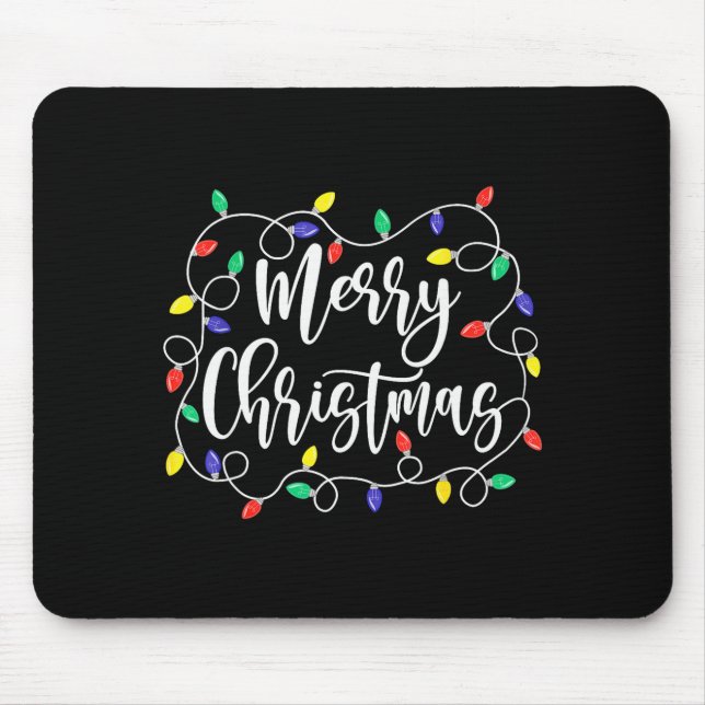 Funny Merry Christmas Lights Xmas Family Men Women Mousepad (Vorne)