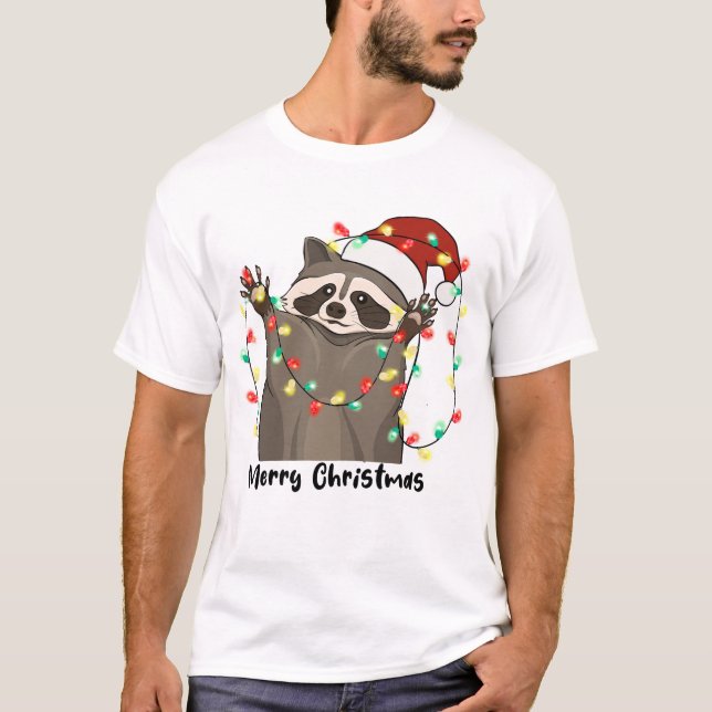 Funny Merry Christmas Raccoon T-Shirt (Vorderseite)