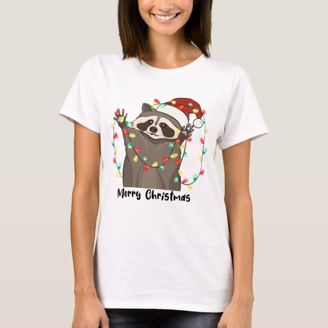 Funny Merry Christmas Raccoon T-Shirt (Vorderseite)