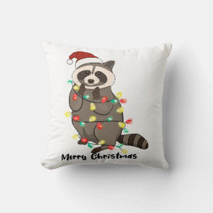 Funny Merry Christmas Racoon Kissen
