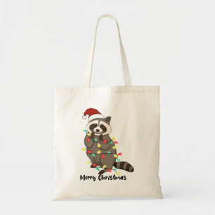 Funny Merry Christmas Racoon Tragetasche