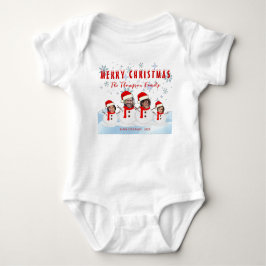 Funny Merry Christmas Snowman Family Photo Baby Strampler