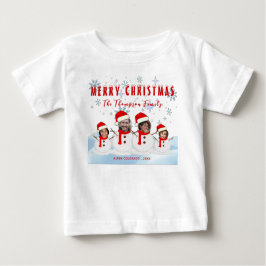 Funny Merry Christmas Snowman Family Photo Baby T-shirt