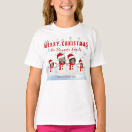 Funny Merry Christmas Snowman Family Photo T-Shirt