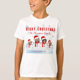 Funny Merry Christmas Snowman Family Photo T-Shirt