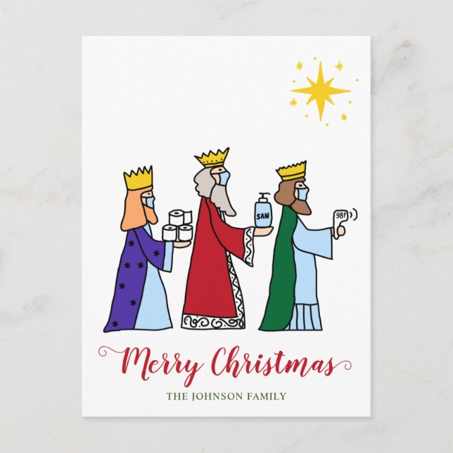 Funny Merry Christmas Three Kings Holiday Postkarte (Vorderseite)