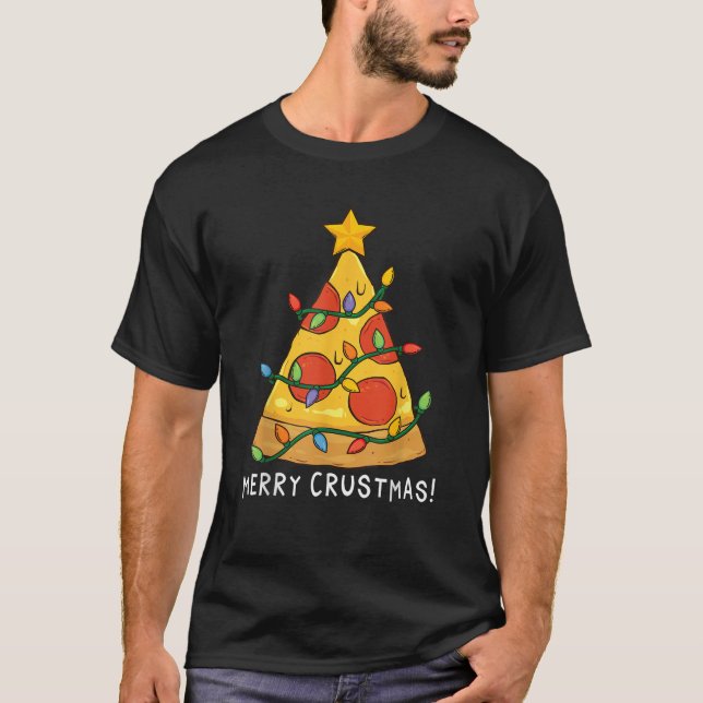 Funny Merry Crustmas Pizza on Earth Pizzamas Chris T-Shirt (Vorderseite)