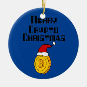 Funny Merry Crypto Christmas Bitcoin in Weihnachts Keramik Ornament