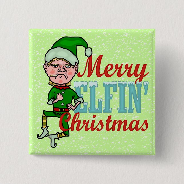 Funny Merry Elfin Christmas Bah Humbug Button (Vorderseite)