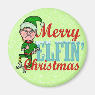 Funny Merry Elfin Christmas Bah Humbug Magnet