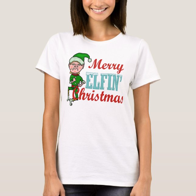 Funny Merry Elfin Christmas Pun T-Shirt (Vorderseite)