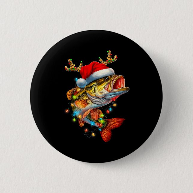 Funny Merry Fishmas B Fish Fishing Christmas Xmas  Button (Vorderseite)
