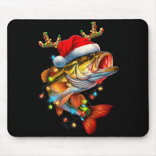 Funny Merry Fishmas B Fish Fishing Christmas Xmas  Mousepad (Vorne)
