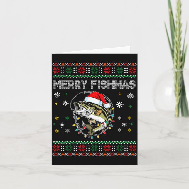 Funny Merry Fishmas B Fishing Christmas Ugly Sweat Karte (Vorderseite)