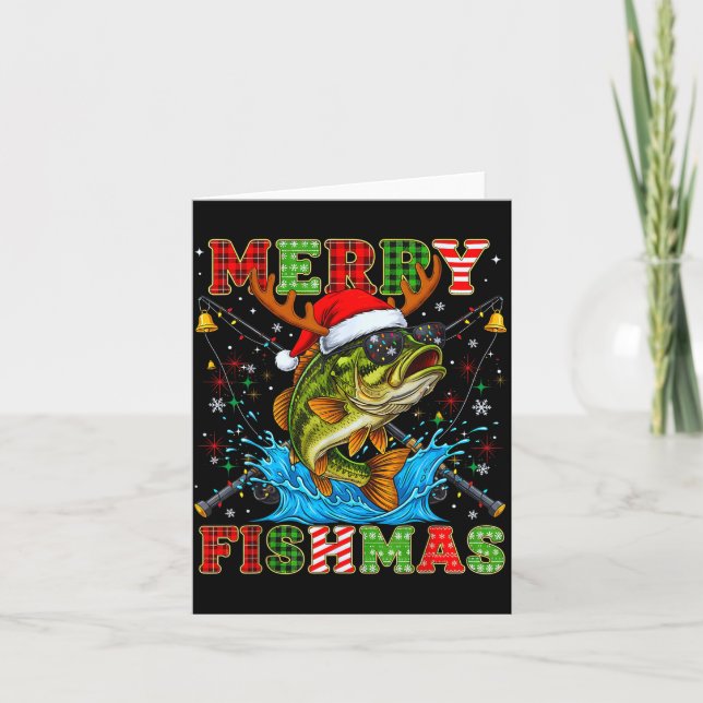 Funny Merry Fishmas Christmas Fish Xmas Fishing Fo Karte (Vorderseite)