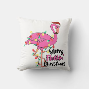 Funny Merry Flockin Christmas Flamingo Kissen