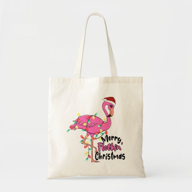 Funny Merry Flockin Christmas Flamingo Tragetasche (Vorne)