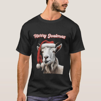 Funny Merry Goatmas mit Weihnachtsmannmütze für Zi T-Shirt