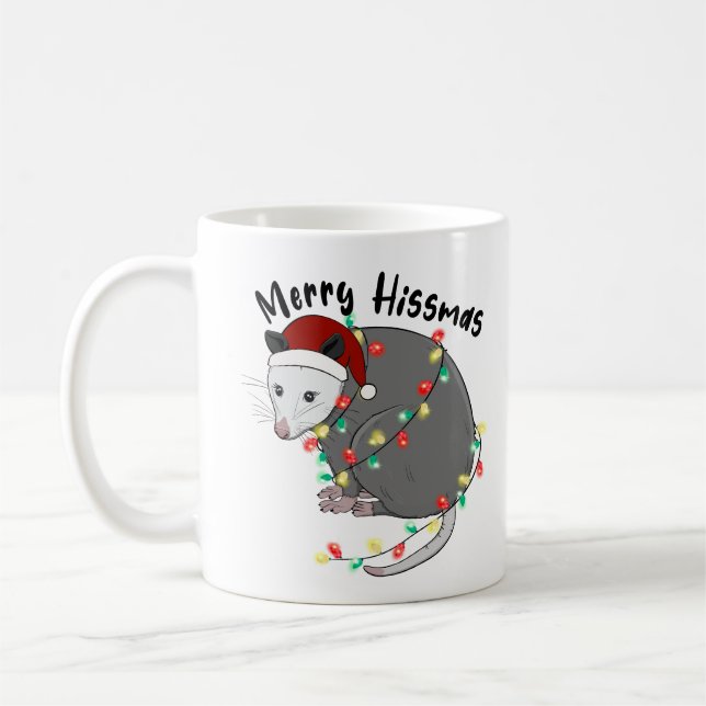 Funny Merry Hissmas Opossum Kaffeetasse (Links)