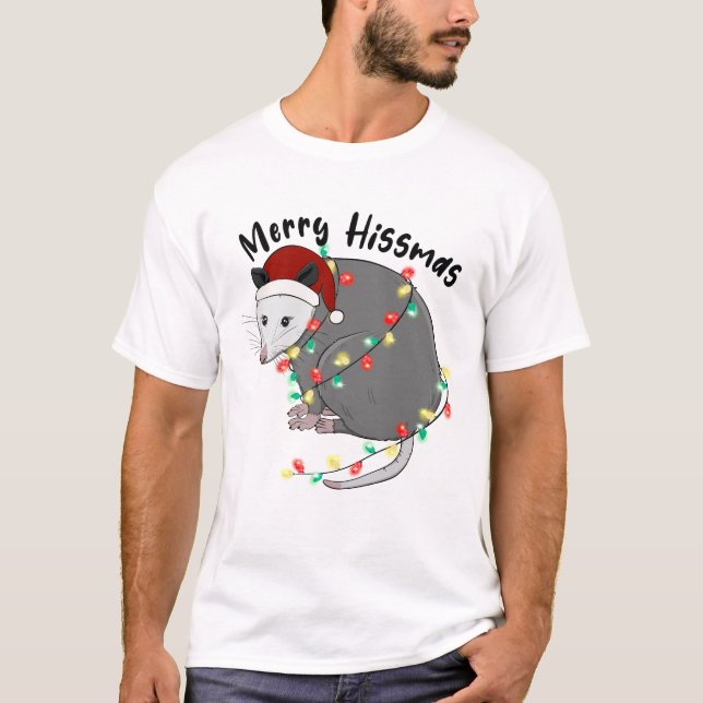Funny Merry Hissmas Opossum T-Shirt (Vorderseite)
