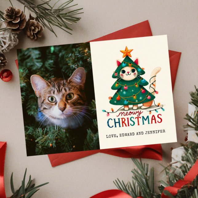 Funny Merry Meowy Weihnachts-Foto Karte (Von Creator hochgeladen)