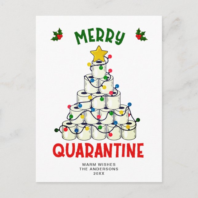Funny Merry Quarantine Weihnachten Grußurlaub Postkarte (Vorderseite)