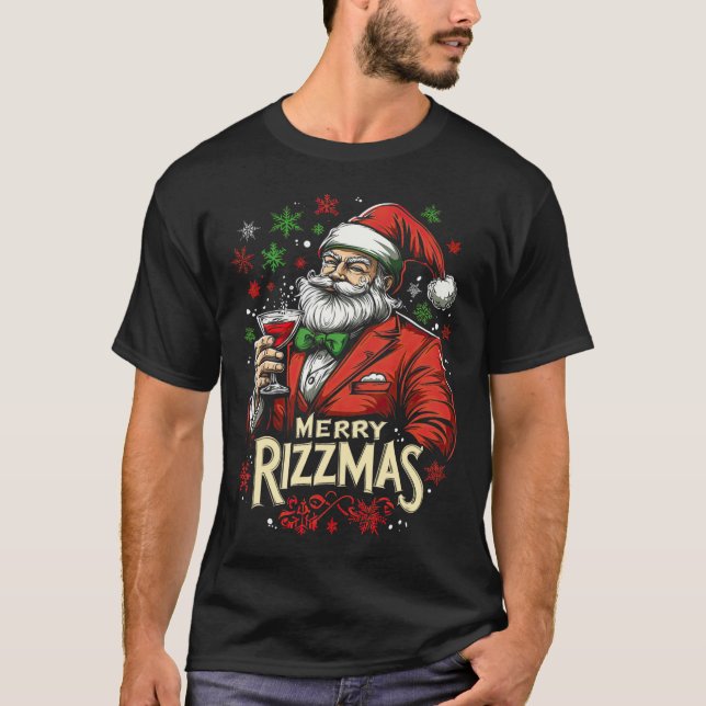 Funny Merry Rizzmas Weihnachten T-Shirt (Vorderseite)