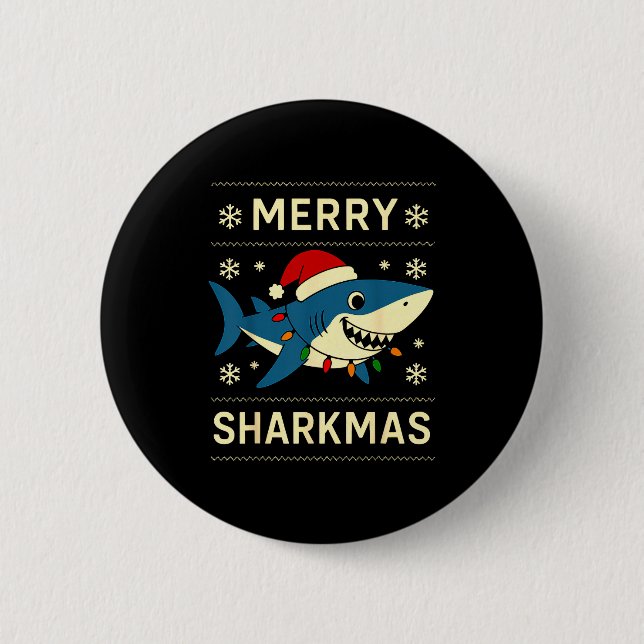 Funny Merry Sharkmas Christmas Shark Humor  Button (Vorderseite)