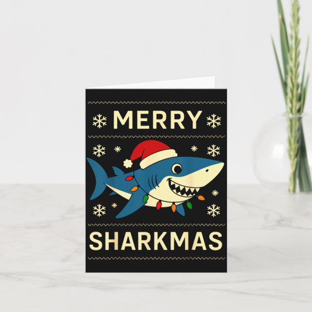 Funny Merry Sharkmas Christmas Shark Humor  Karte (Vorderseite)