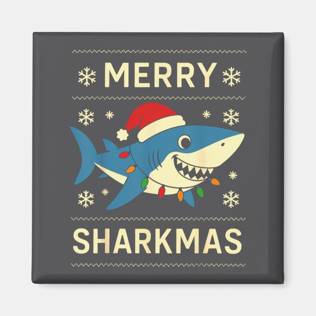 Funny Merry Sharkmas Christmas Shark Humor  Magnet (Vorne)