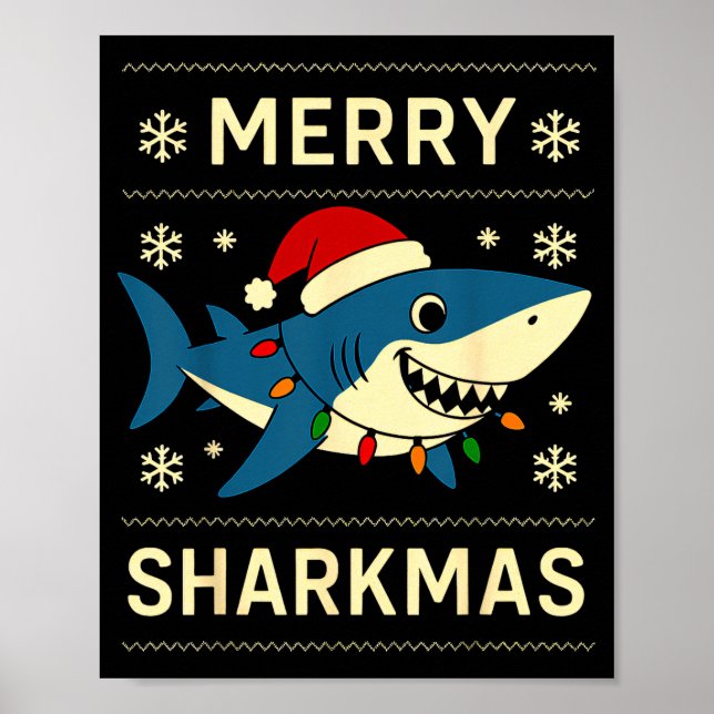 Funny Merry Sharkmas Christmas Shark Humor  Poster (Vorne)