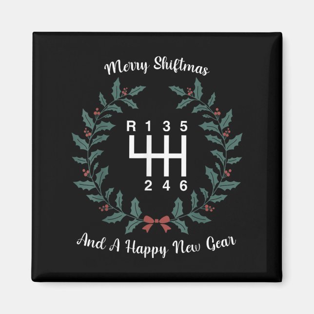 Funny Merry Shiftmas And A Happy New Quote Mechani Magnet (Vorne)