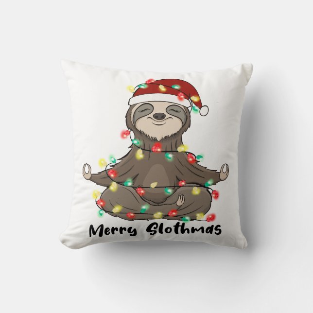 Funny Merry Slothmas Sloth Kissen (Vorderseite)