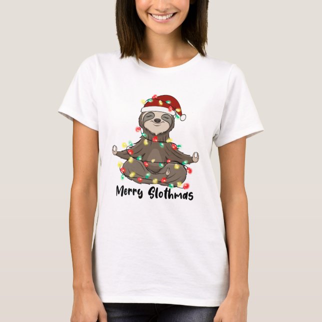 Funny Merry Slothmas Sloth T-Shirt (Vorderseite)