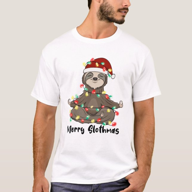 Funny Merry Slothmas Sloth T-Shirt (Vorderseite)