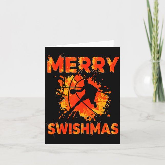 Funny Merry Swishmas Ugly Christmas Basketball Pla Karte (Vorderseite)