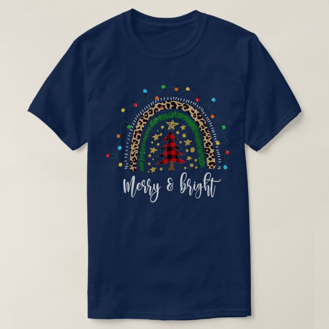 Funny Merry und Bright Christmas Boho Rainbow Ligh T-Shirt (Design vorne)